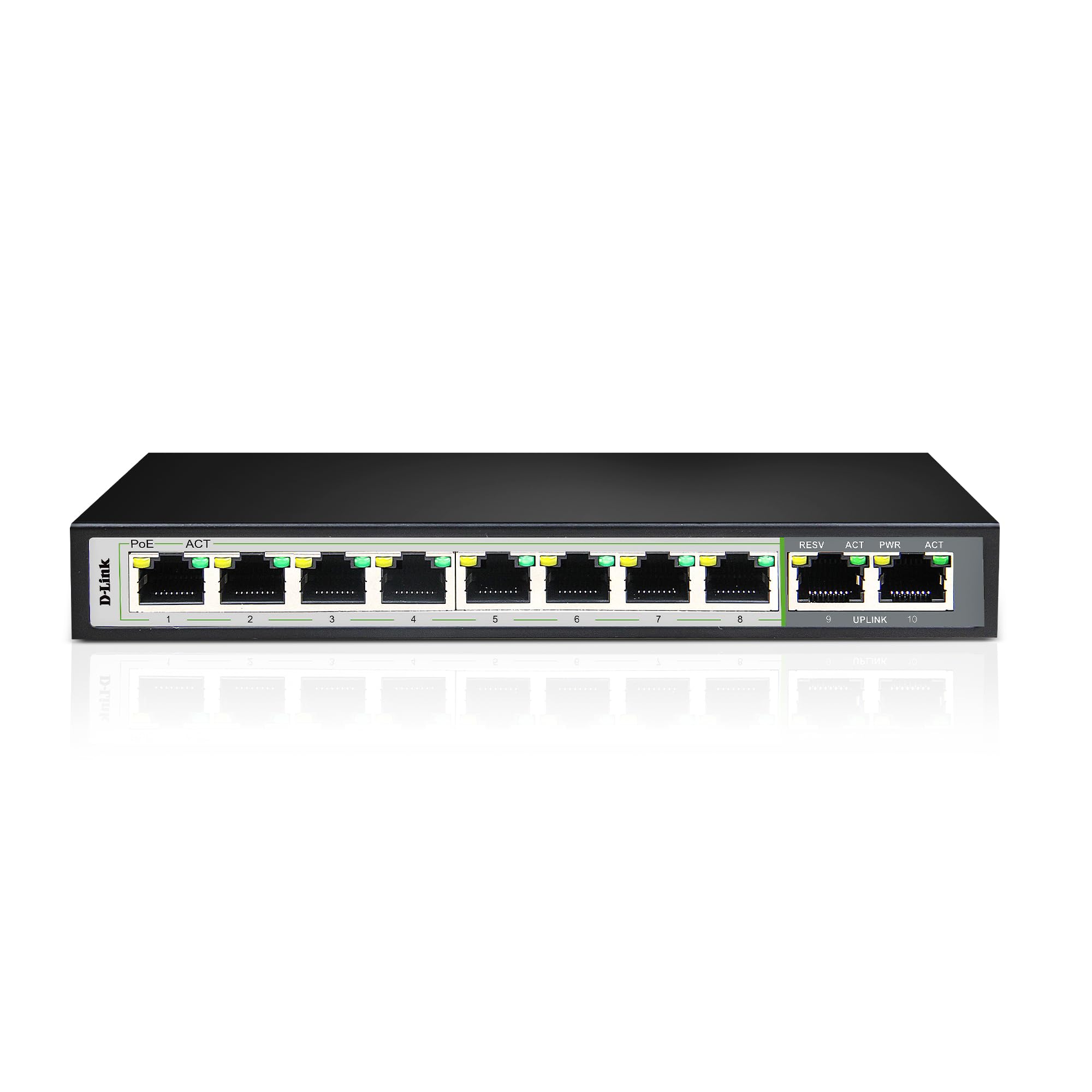 D-Link DGS-F1010P-E 10-Port Gigabit PoE Switch with 8 Long Reach Ports PoE supported up to 250m, 2 Uplink Ports, 96W PoE Budget, Plug & Play, 6kV Surge Protect, Network switch with Smart Features-image-2