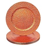 MAONAME Orange Charger Plates, Set of 6, 13' Round Charger Plates, Decorative Chargers for Dinner Plates, Plastic Plate Chargers for Dinner Plates