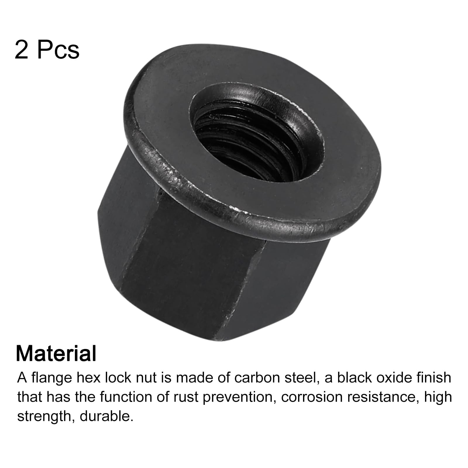 TOP-VIGOR M12 Flange Hex Nuts, 2 Grade 12.9 Carbon Steel Lock Nuts with Black Oxide Finish, Heavy Duty Flange Thread Nut for Machinery and Automotive - Image 3