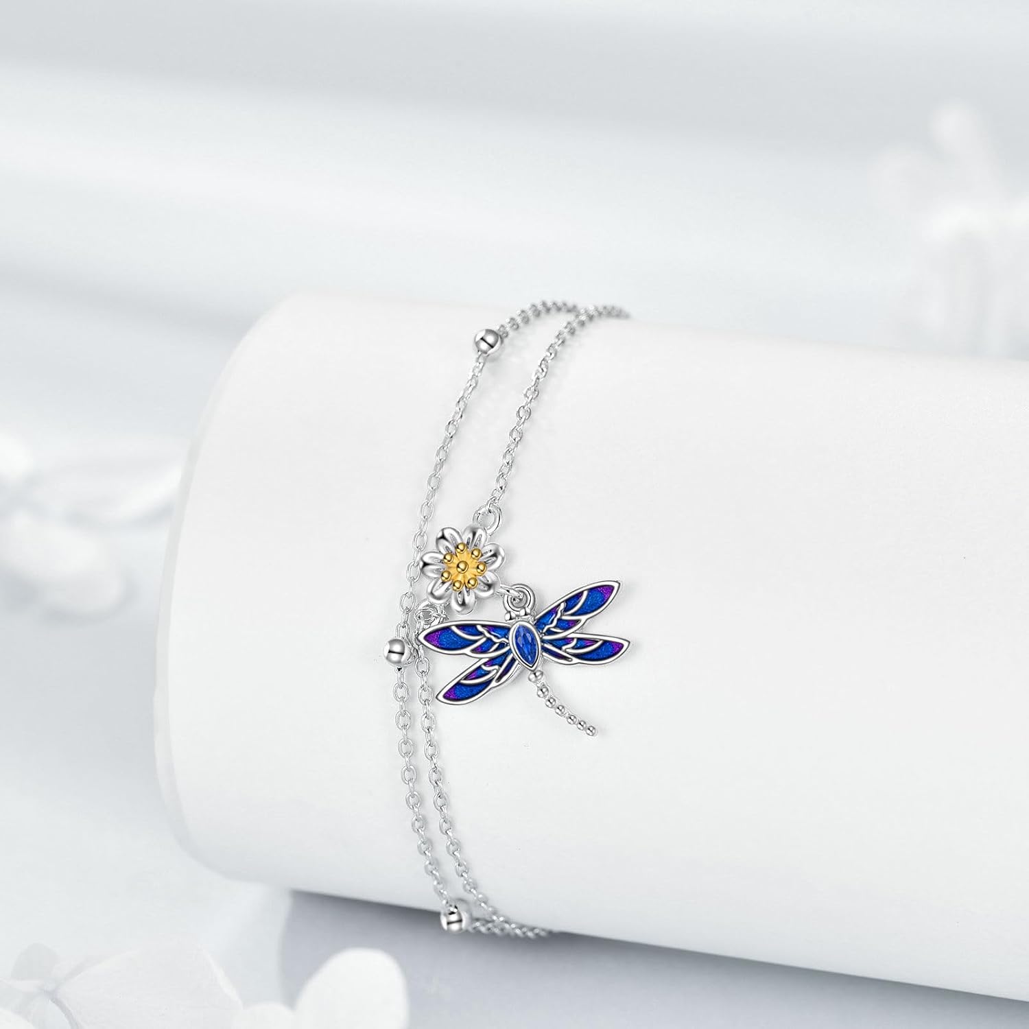 YAFEINI Anklet Bracelets for Women Girls Sterling Silver Hummingbird/Dragonfly/Butterfly Link Chain Anklets Jewelry Gifts