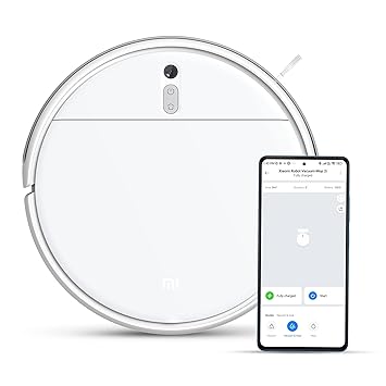 MI Xiaomi Robot Vacuum-Mop 2i, 2,200 Pa Powerful Suction, 450 mL Large-Capacity Dustbin, Electronically-Controlled 270 mL Water Tank, Controls remotely via app for Effortless Cleaning, White