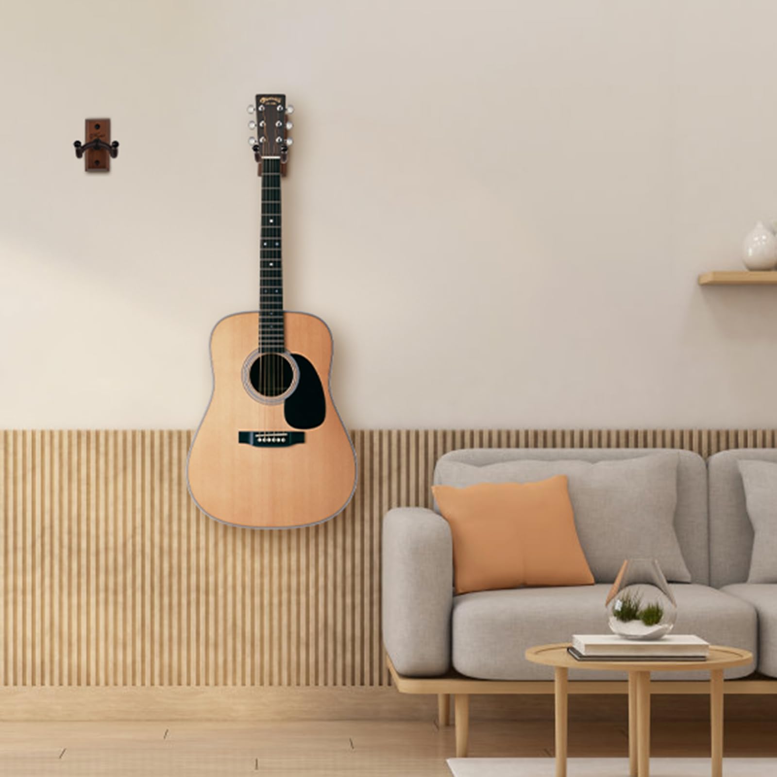 SNIGJAT Paquete de 4 ganchos para guitarra, soporte de pared para guitarra de madera dura, colgador de pared giratorio para guitarra con tornillos, soporte de gancho en forma de V para guitarra
