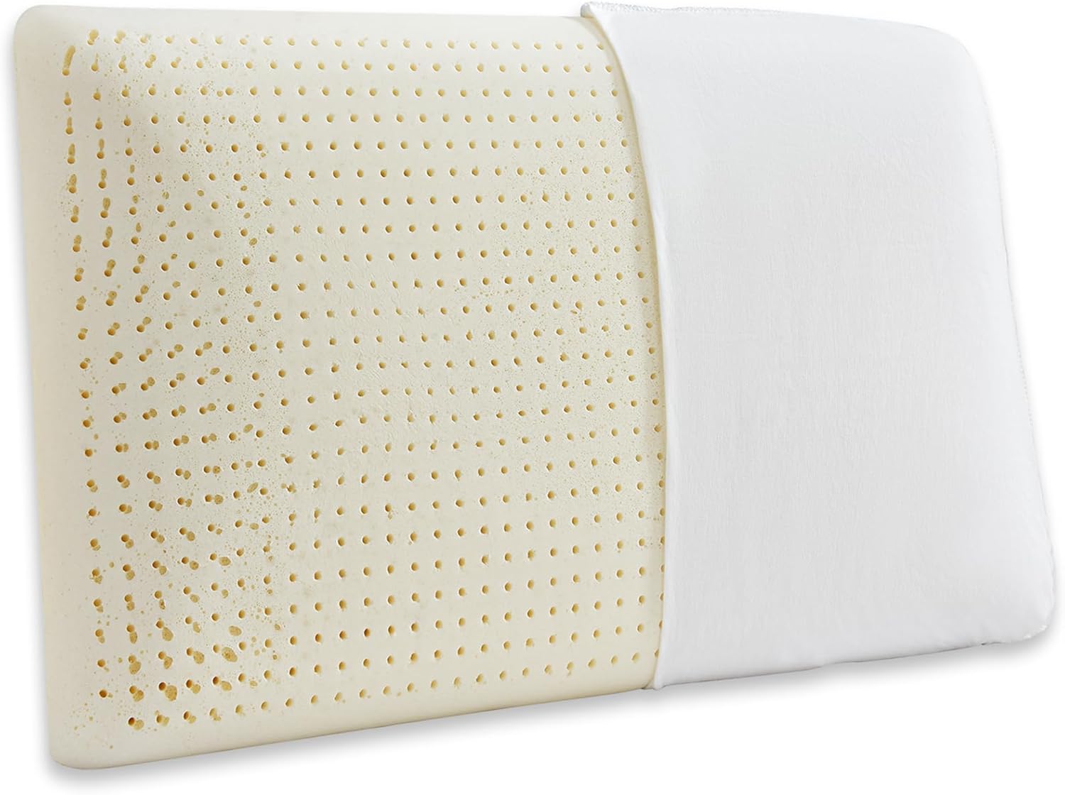 Talalay Latex Pillow, Medium Soft Latex Foam Pillow for Sleeping, Standard Size Bed Pillow for Back with Removable Cotton Inner Cover, Side and Stomach Sleepers, Helps Relieve Shoulder and Neck Pain