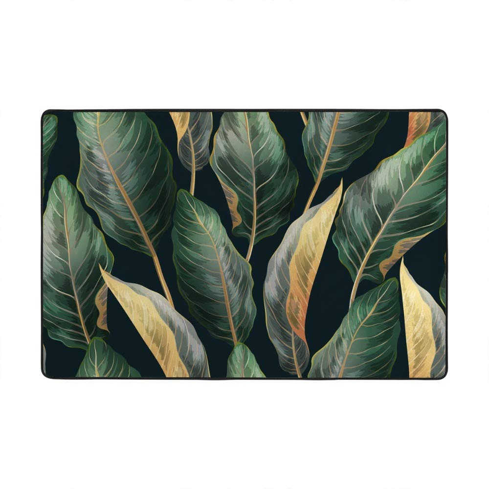 Grand tapis de sol antidérapant intérieur lavable motif tropical 152x99