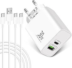 30W Rapide Chargeur USB C pour iPhone 16 15 Pro Max Plus 16e, pour iPad Pro/Air/iPad 10eme Generation, Huawei, Xiaomi, Pixel, Galaxy, Accessoire Chargeur Prise Adaptateur 2X Câble USB-C 2M