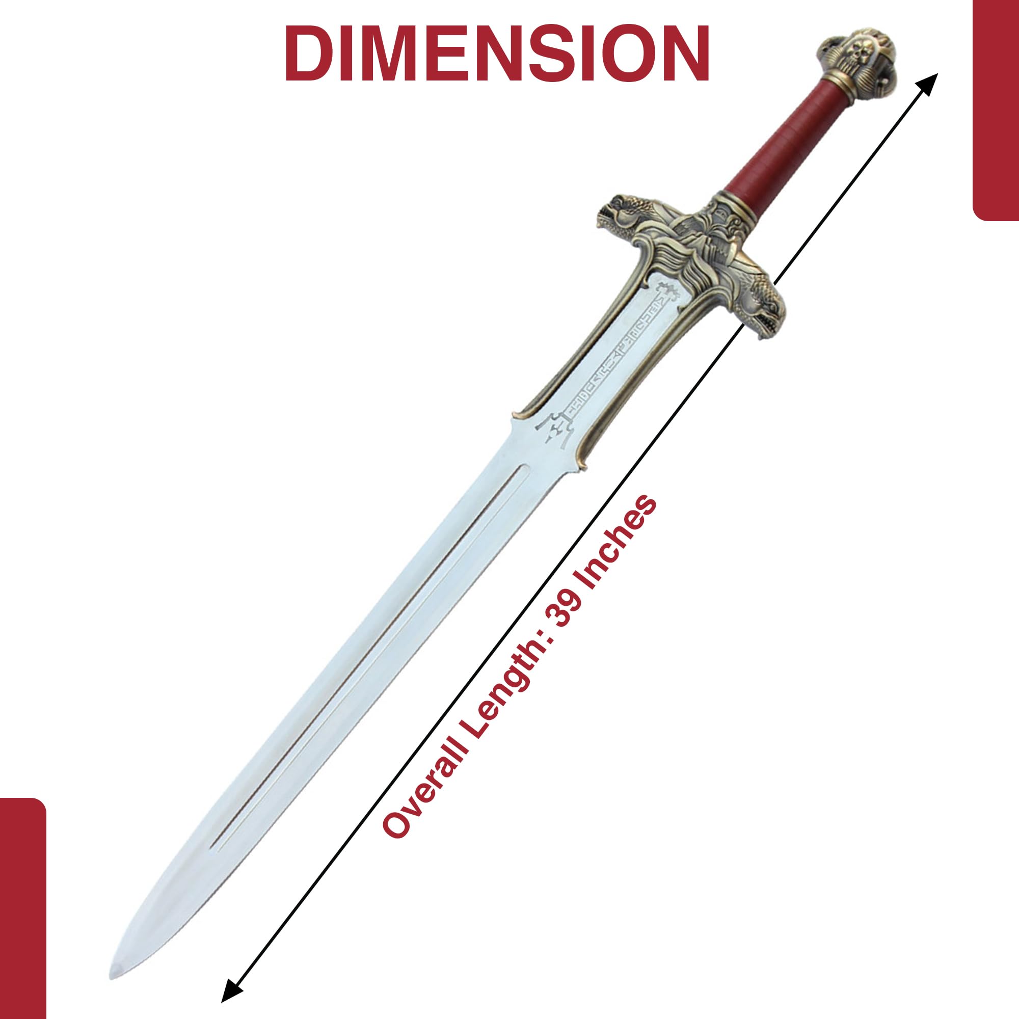 Armory Replicas™ - Barbarian Hero Collectible Replica Sword of Atlantis - Stainless Steel Decorative Full Sized Movie King Sword w/Display Plaque Mount & Hardware Inlcuded