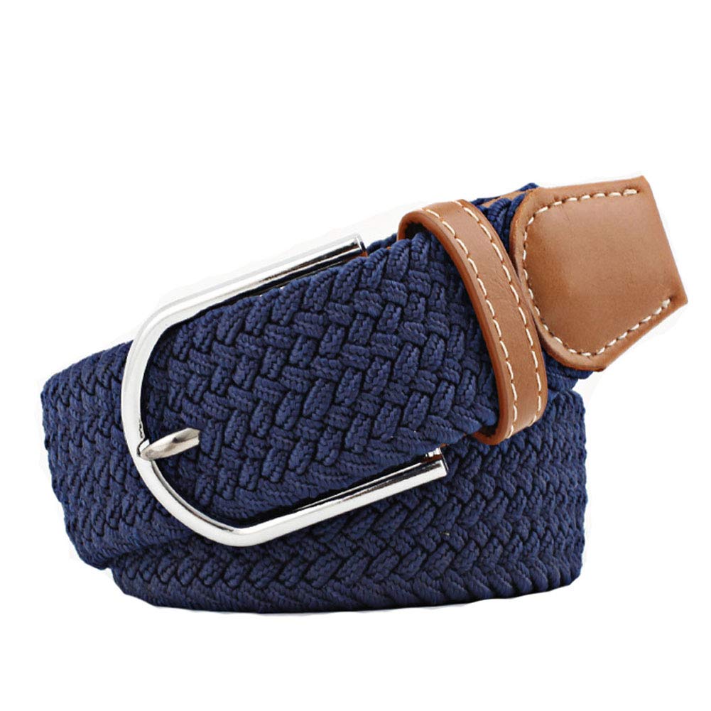 Rojeam Womens Belt Elastic Belt Unisex Men Women Casual Stretch Woven Belt Elastic Braided Belt 107cm, Navy Blue