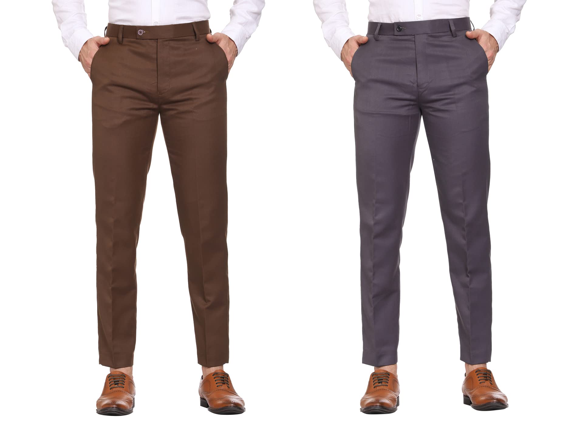 maleno Men's Solid Formal Pants |Regular Fit Casual Trouser | Slim Fit Trouser Combo for Men (Pack of 2)-picture-40