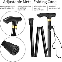 Vista 6 de Bastón de 5 niveles, bastones para caminar, bastones plegables plegables, ligeros, ajustables y de aluminio para personas mayores, adultos, hombres
