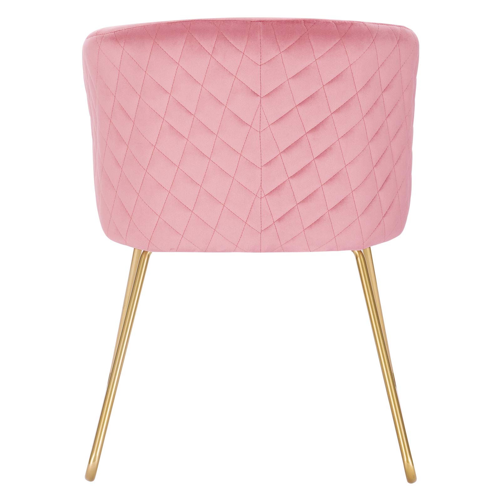 Set van 2 HOMCOM Eetkamerstoelen Keukenstoelen met Rugleuning, Bekleed met Fluweel, voor Woonkamer, in Retrodesign, Stalen Poten, Roze 50 x 61 x 79 cm