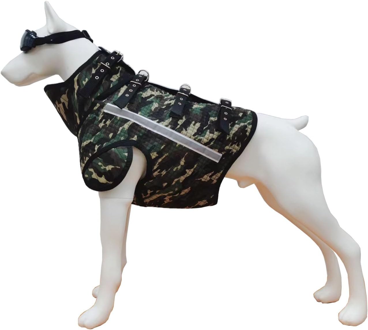 Adjustable Hunting Dog Vest with Collar Protection, Reflective Security Dog Clothes (Long Armor, S)