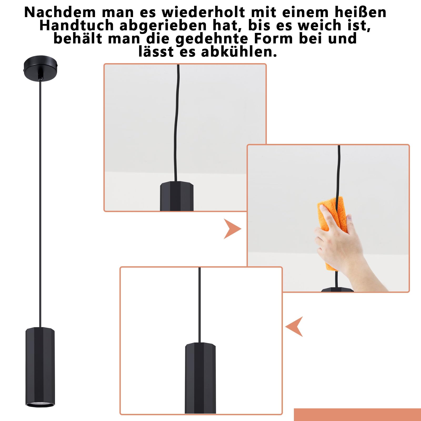Glitzerlife Lampada a sospensione GU10 Nero Lampadario a Soffitto 3 Luci | Con Cavo Regolabile per Bar Ristorante Sala da Pranzo Isola Industriale in Metallo per Cucina Bar (Senza lampadina)