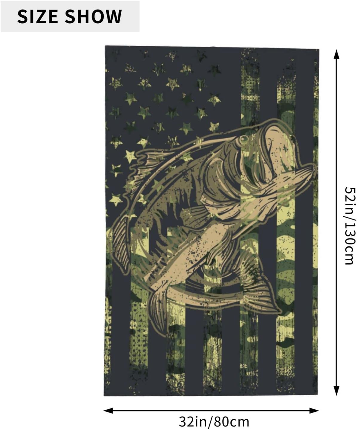 American Flag Camouflage Fish Beach Towels Oversized Microfiber Soft Large Absorbent Bath Towel for Travel Swimming Bathroom Pool