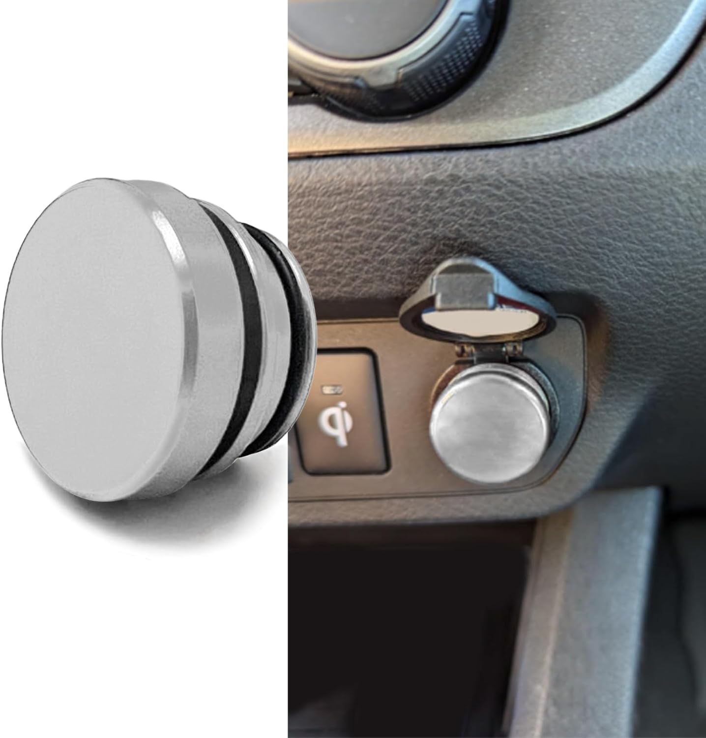 Universal Cigarette Lighter Plug Cover,Aluminum Cigarette Lighter Socket Cover Cap, Waterproof Dustproof Plug Cover Fit for Car Power Port Outlet with Standard 12 Volt Power Source
