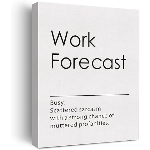 BIQRP Funny Office Framed Canvas Wall Art Humor Work Forecast Poster Print Wall Decor Office Cubicle Decoration Gifts for Coworkers EmployeesBoss wall art, 11.5x15Inches