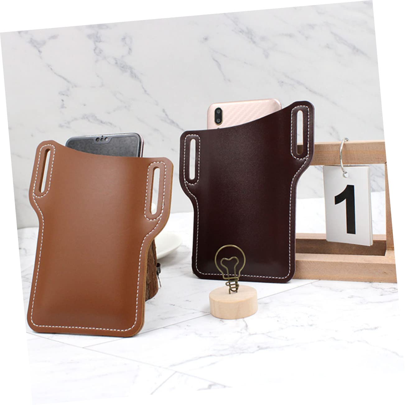 2 Stück Handy Gürteltasche aus Pu für Outdoor und Wandern