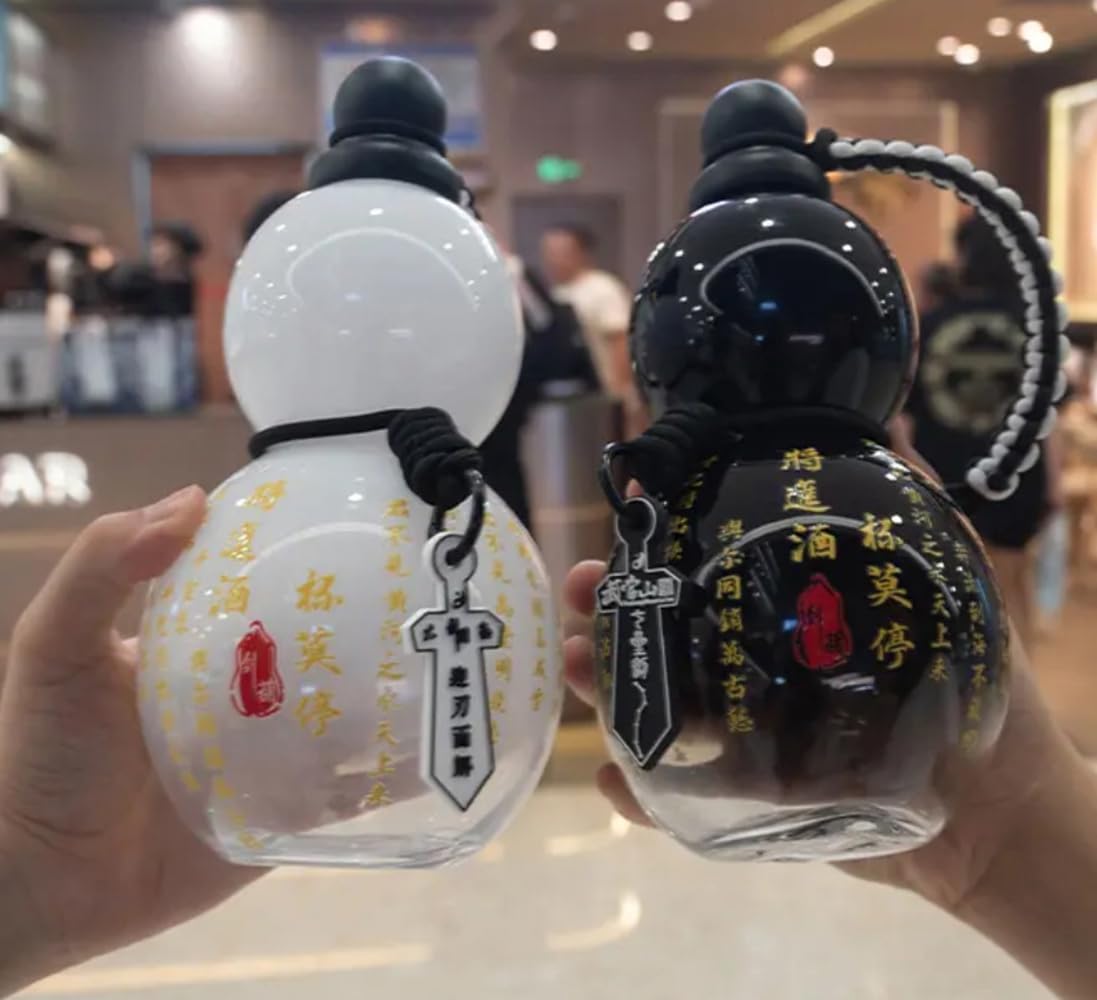 Jinberry 800ml/27oz Gourd Water Bottle with Shoulder Strap Set Leakproof Portable Gourd Drinking Bottle Flask Sport Jug Drinkware for Gym Outdoor Climbing Tour or Camping