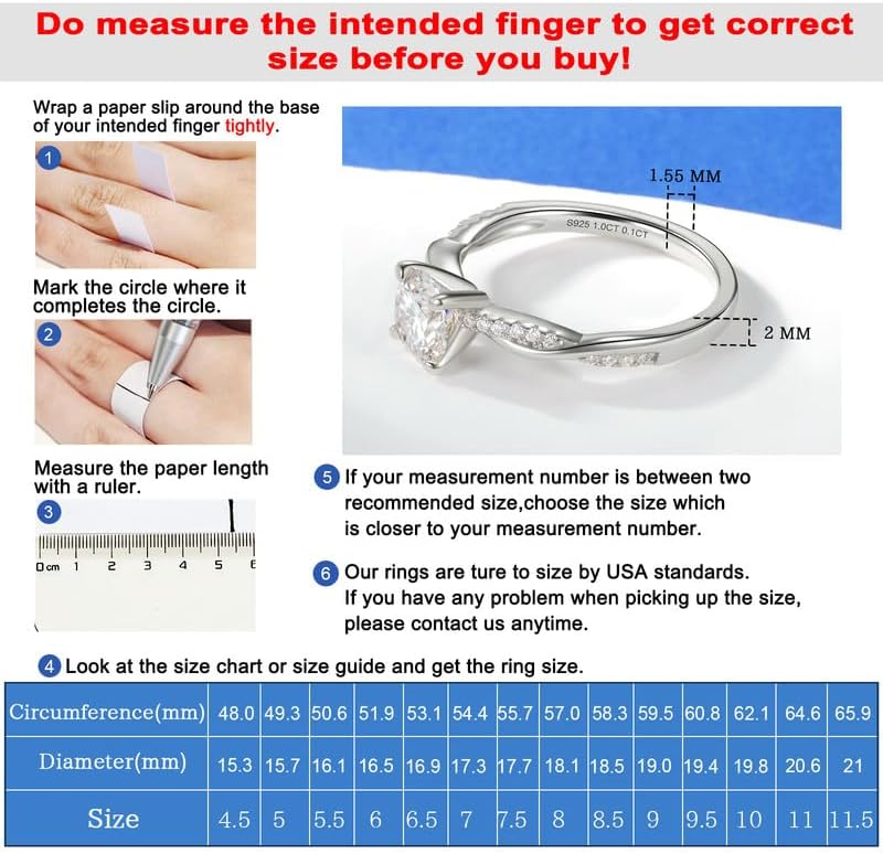 Moissanite Rings For Women Twisted Vine Rope Moissanite Wedding Engagement Rings 1CT 18K Gold Plated 925 Sterling Silver D Color VVS1 Promise Ring for Her Size 4.5-11