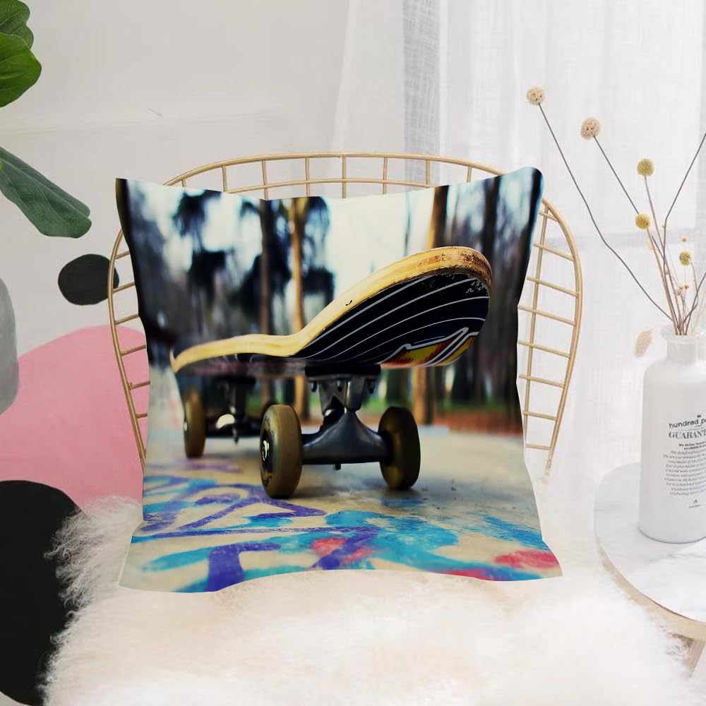 Hyosxw Street Skateboarding And Graffiti Areas - A4 Cushion Cover,Throw Pillow Case Home Decorative For Living Room Bedroom Sofa Chair 18X18 Inch,Street Skateboarding And Graffiti Areas,Pillowcase 45X45cm