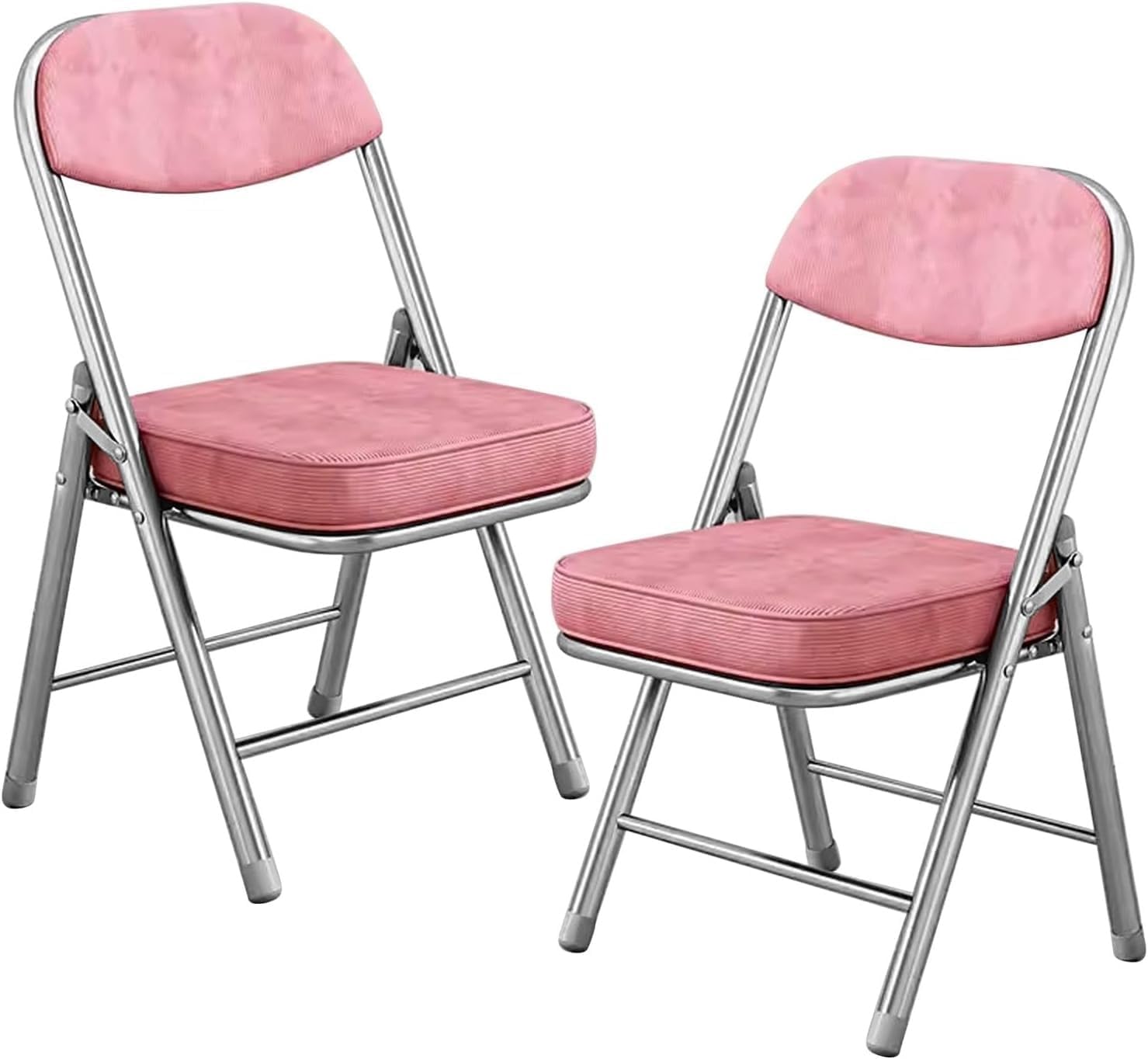 Portable Metal Fabric Padded Folding Chairs for Home, Outdoor, and Office Use with Contoured Backrest,(Red)