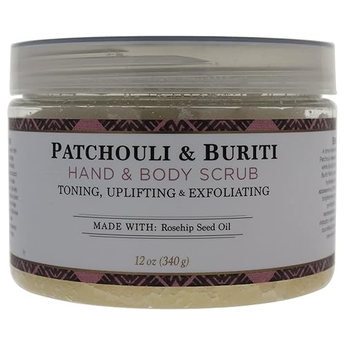 Nubian Heritage Patchouli & Buriti - Exfoliante para manos y cuerpo, 12 onzas