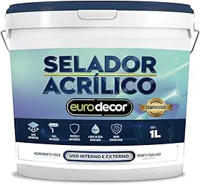 Selador Acrílico 1L Branco Eurodecor – Prepara Superfícies e Melhora Fixação da Tinta – Alto Rendimento – Ideal para Paredes, Tetos e Fachadas