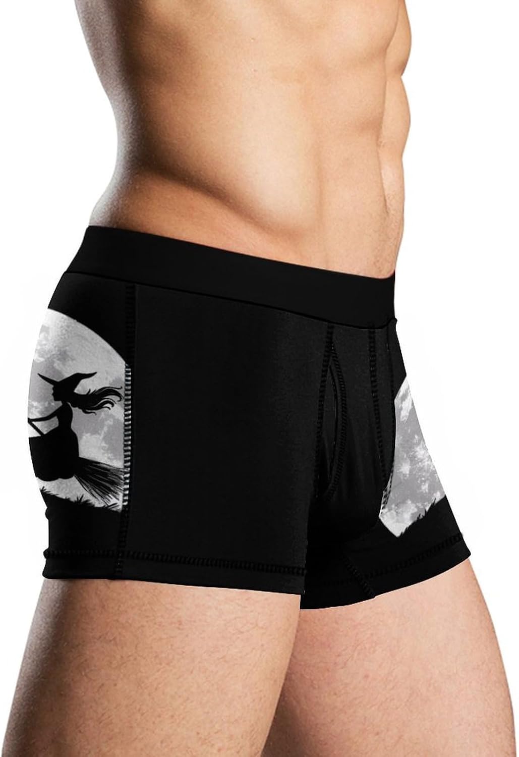 Flying Witch On Broomstick Full Moon Mens Boxer Briefs Breathable Underwear Trunks Short Pants