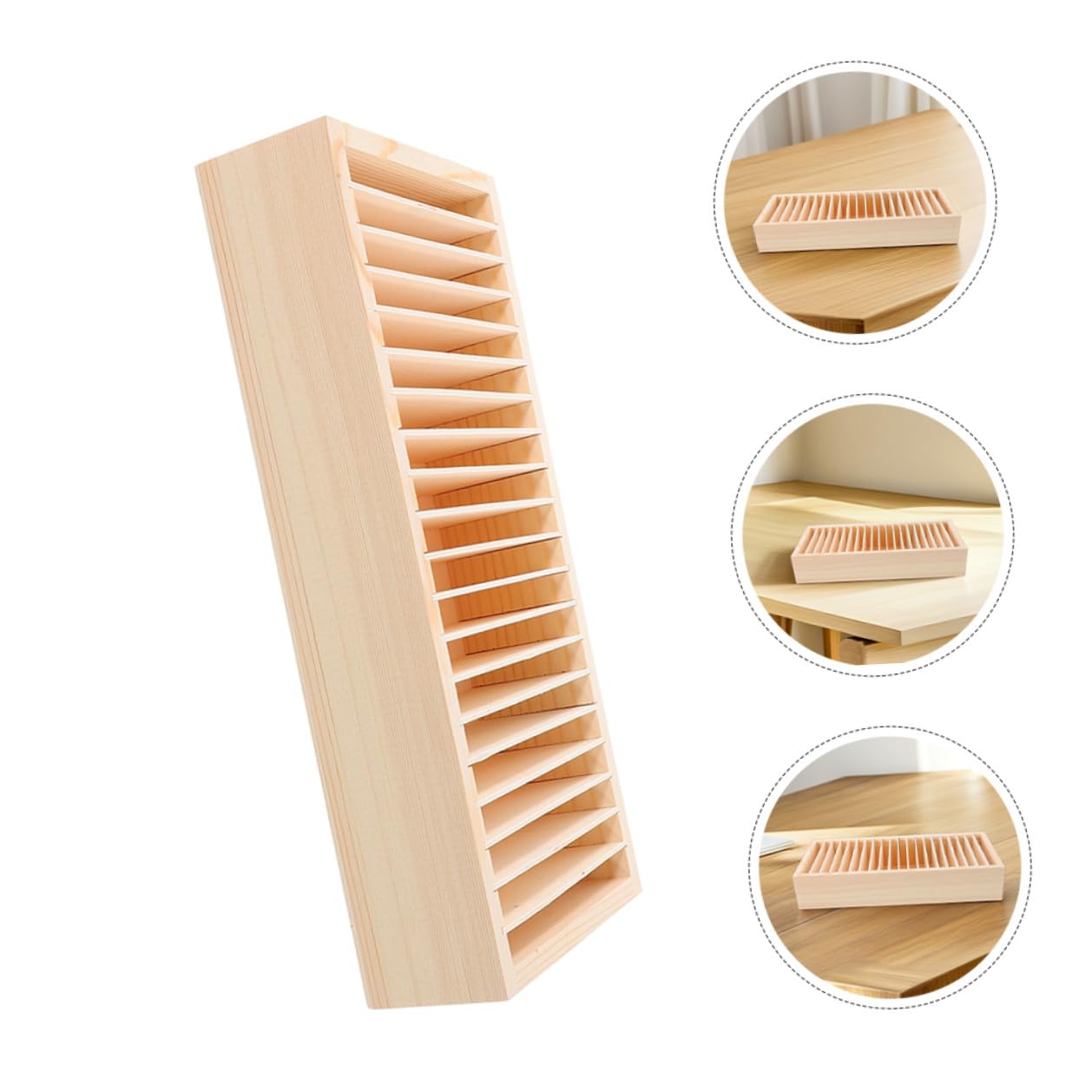 Cabilock 2 pezzi Scatola in Legno Porta Biglietti da Visita con Scomparti Multipli Rimovibili Organizer da Scrivania per Carte da Visita Biglietti di Auguri e Gioielli per Ufficio e Casa