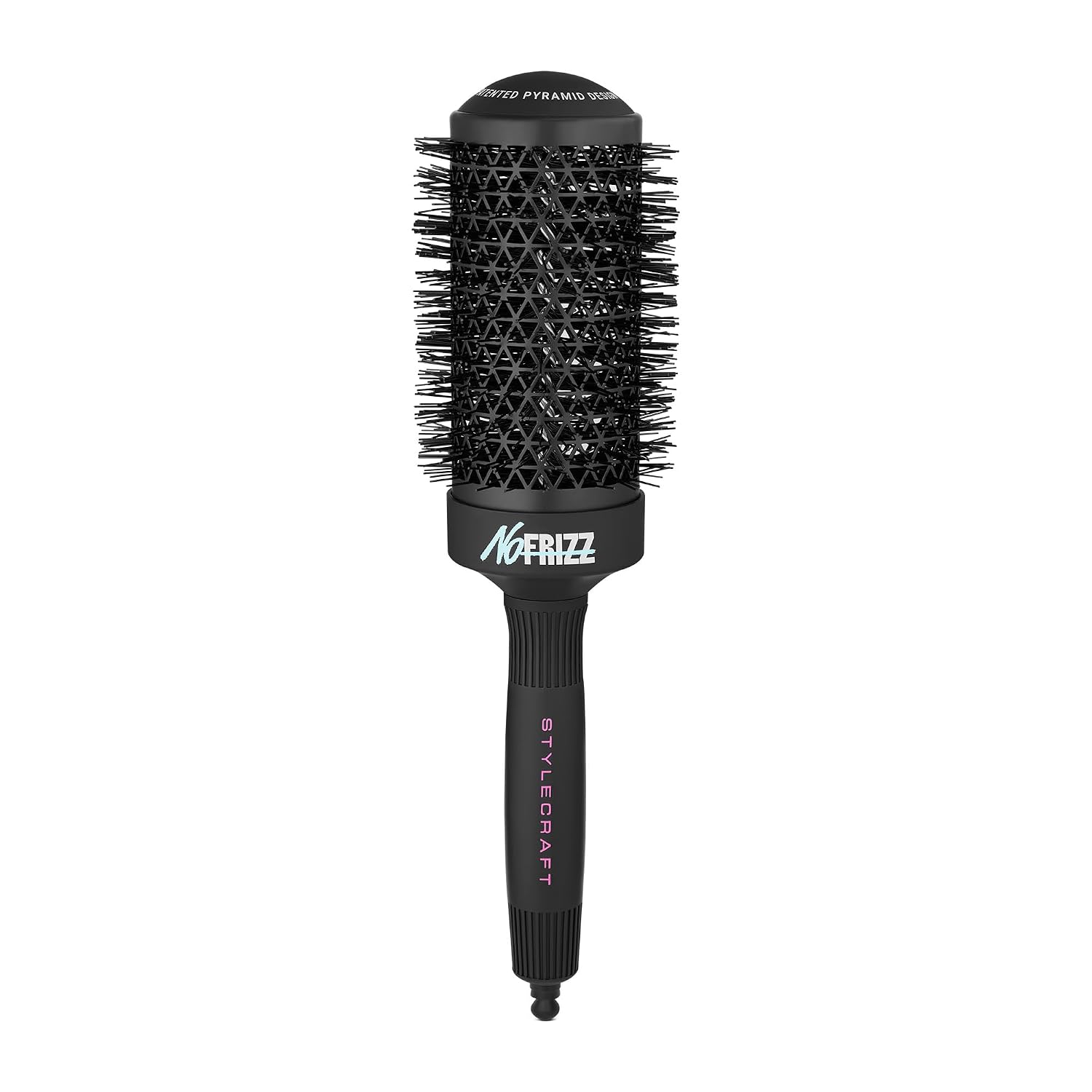 StyleCraft NoFRIZZ Round Brush with Patented Vent Design for 50% More Airflow and Ion Technology and Ceramic-Coated Barrel No Frizz