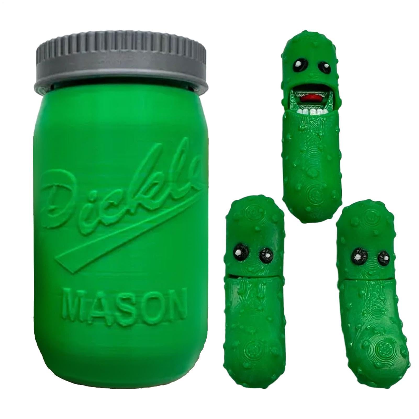 3D Printed Pickle, Articulating Fidget Toy, Stress Relief Collectible with Movable Joints, Mouth Opens and Closes, Home, Office, Travel, Party, Daily Fun