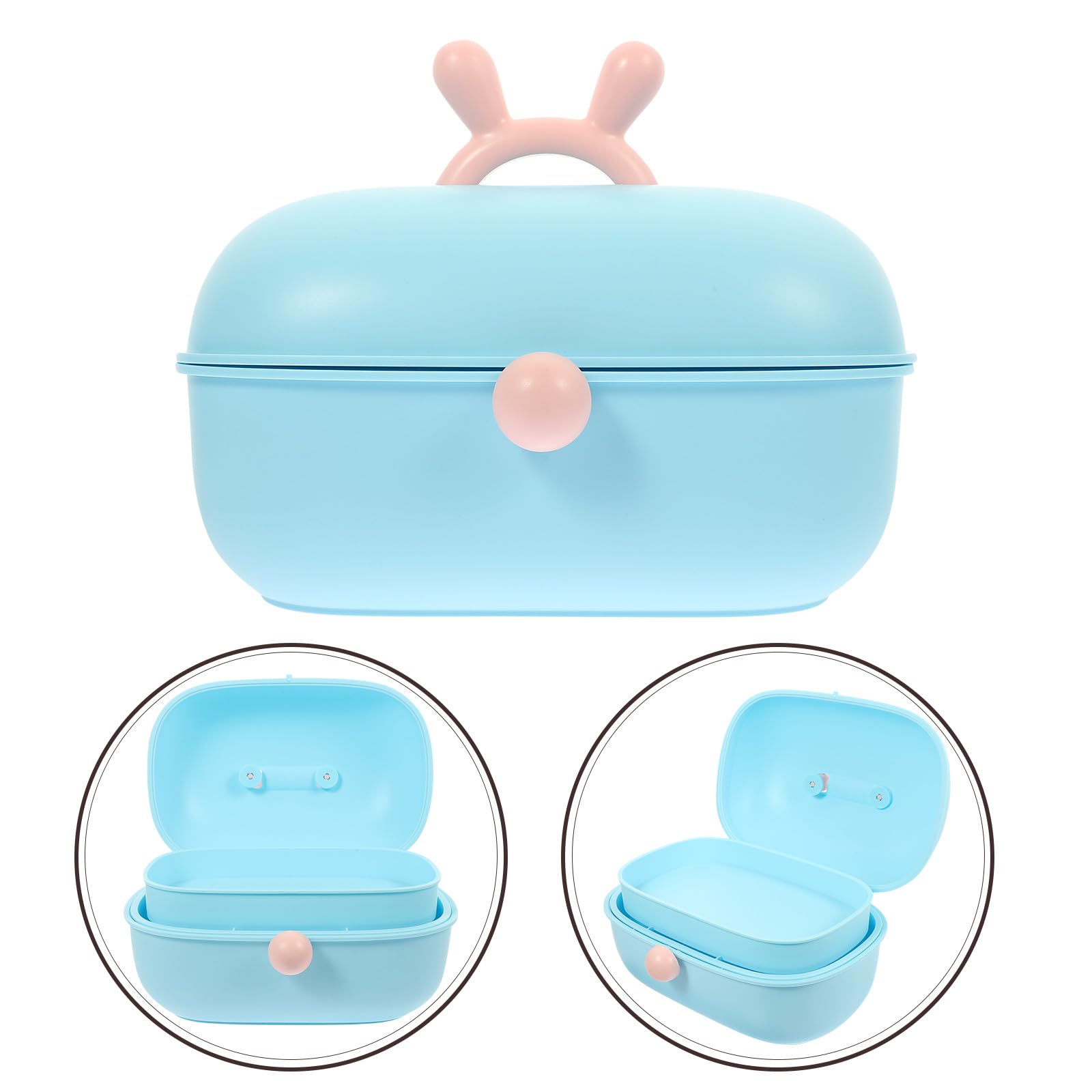 PRETYZOOM Multifunktionaler Mehrlagiger Aufbewahrungsbox Organizer aus Kunststoff für Haaraccessoires Schmuck und Nähzubehör mit DREI Fächern Blau Kindersicher