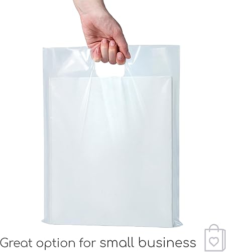 Miniatura 3 de Choice Marts 100 bolsas de plástico transparente con asas de 2 mil, 12 x 15 pulgadas, bolsas de mercancía gruesas y brillantes, bolsas de compras