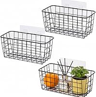 Vista 11 de Paquete de 2 organizadores de cestas colgantes de pared sobre la puerta del gabinete, cestas de alambre para organizar - cestas colgantes que