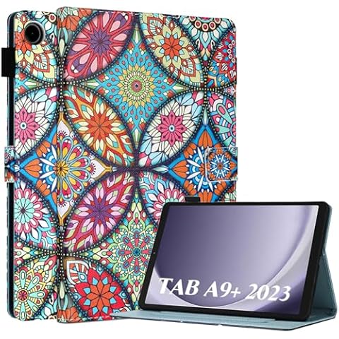 Fancity Case Fits Samsung Galaxy Tab A9+ 11 Inch 2023 Release (SM-X210/X216/X218), PU Leather Stand Cover with Pen Holder, Card Slot Smart Wake Sleep for Galaxy Tab A9 Plus Tablet, Kaleidoscope Cover