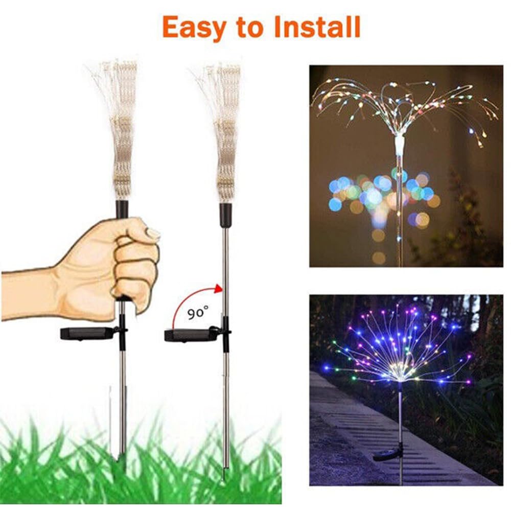 Confezione Da 4 Luci Solari Da Giardino Per Esterni, 480 LED Alimentate A Energia Solare Luci Per Fuochi D Artificio Impermeabili 8 Modalita 97060359
