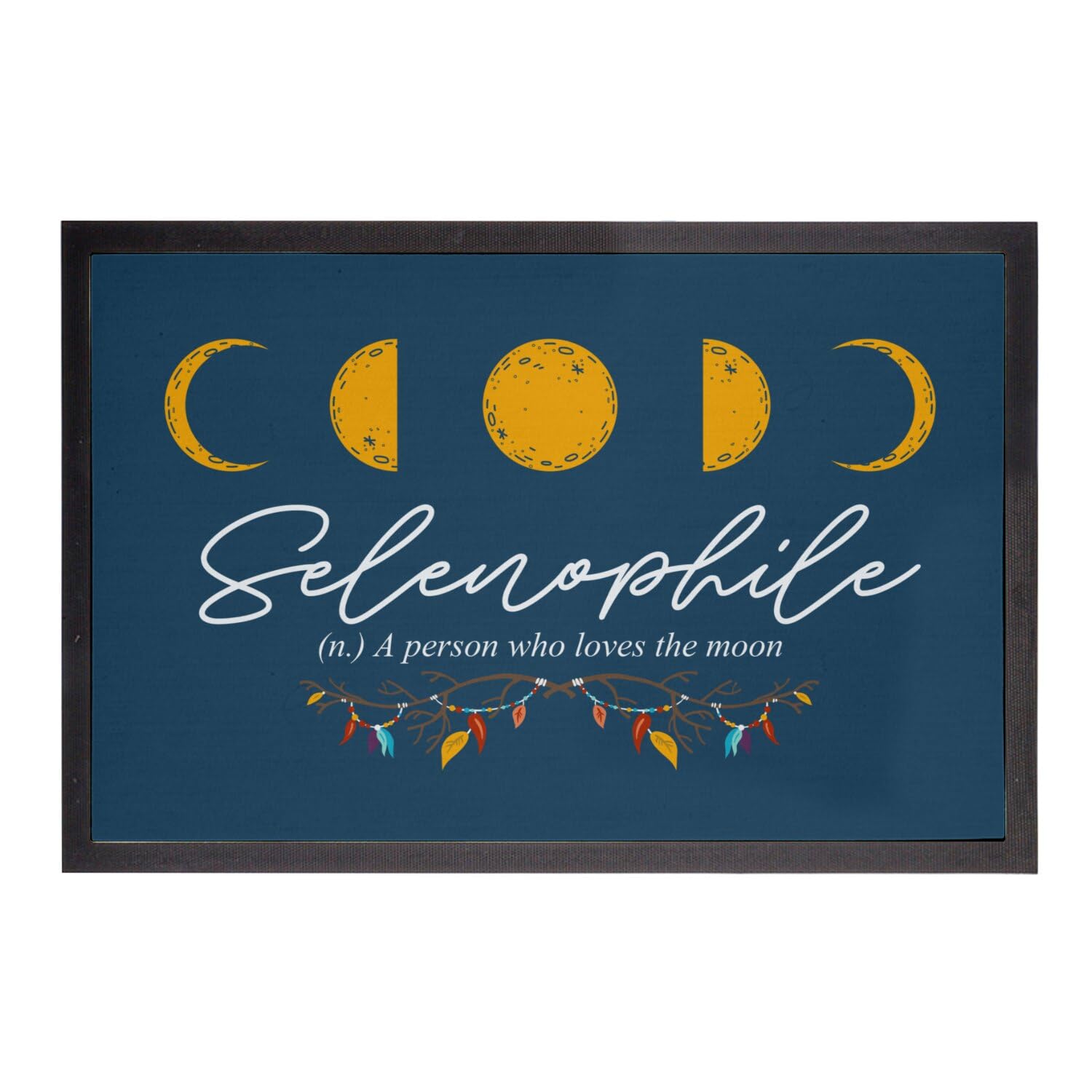 Paillasson bleu nuit lune bohème 60x40 cm tapis d'entrée intérieur et extérieur