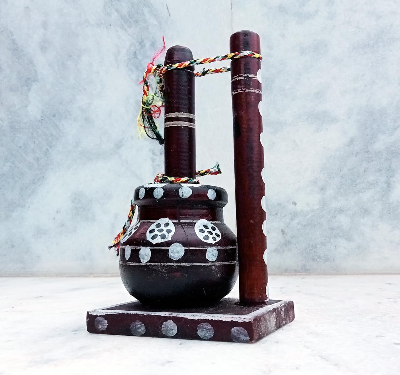 Narayan Product Wooden Dhai Handi ladu Gopal | Janamasthmi Decoration Toy | Mandir Accessories | Krishna Dahi Handi Special Decorative showpiece for Temple Decor Home Decor Nice Toy for Kids