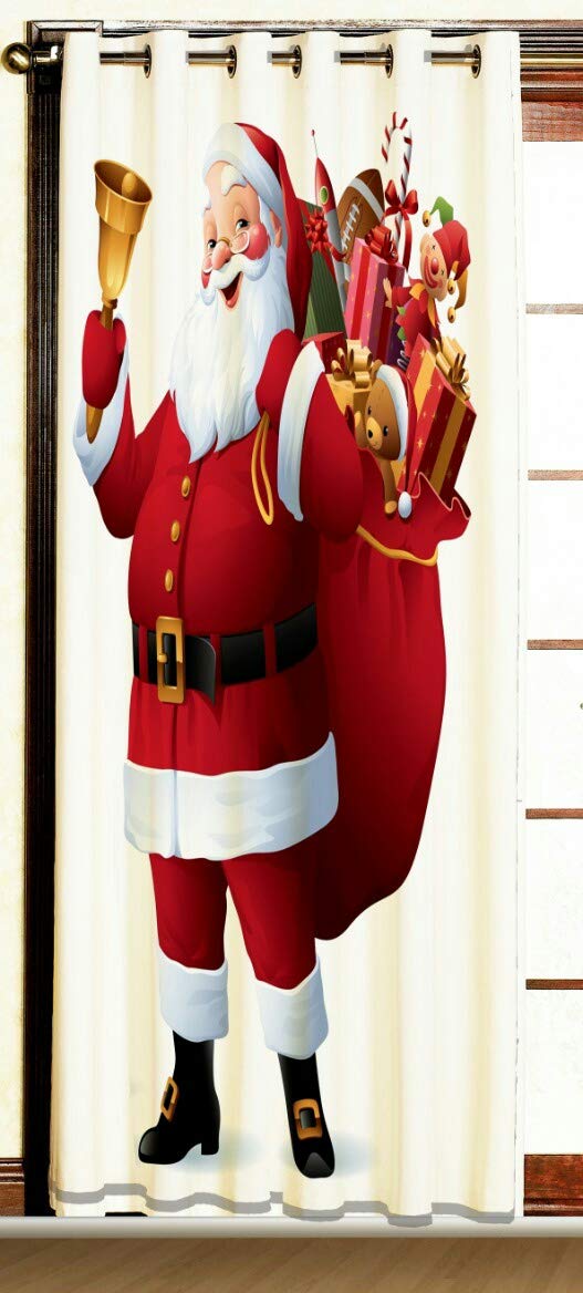 Blenzza Deco® Polyester Digital Print Santa Claus Long Door Curtain 1 Piece (4 x 9 feet)
