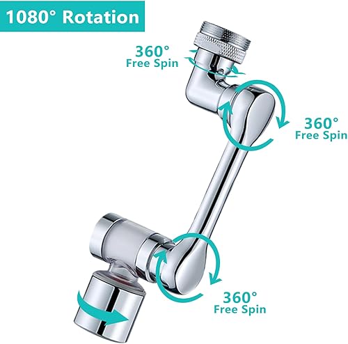 Miniatura 6 de Extensor de grifo giratorio de 1080 con filtro, extensión de aireador de grifo de agua para fregadero en latón, extensor de grifo de baño con brazo