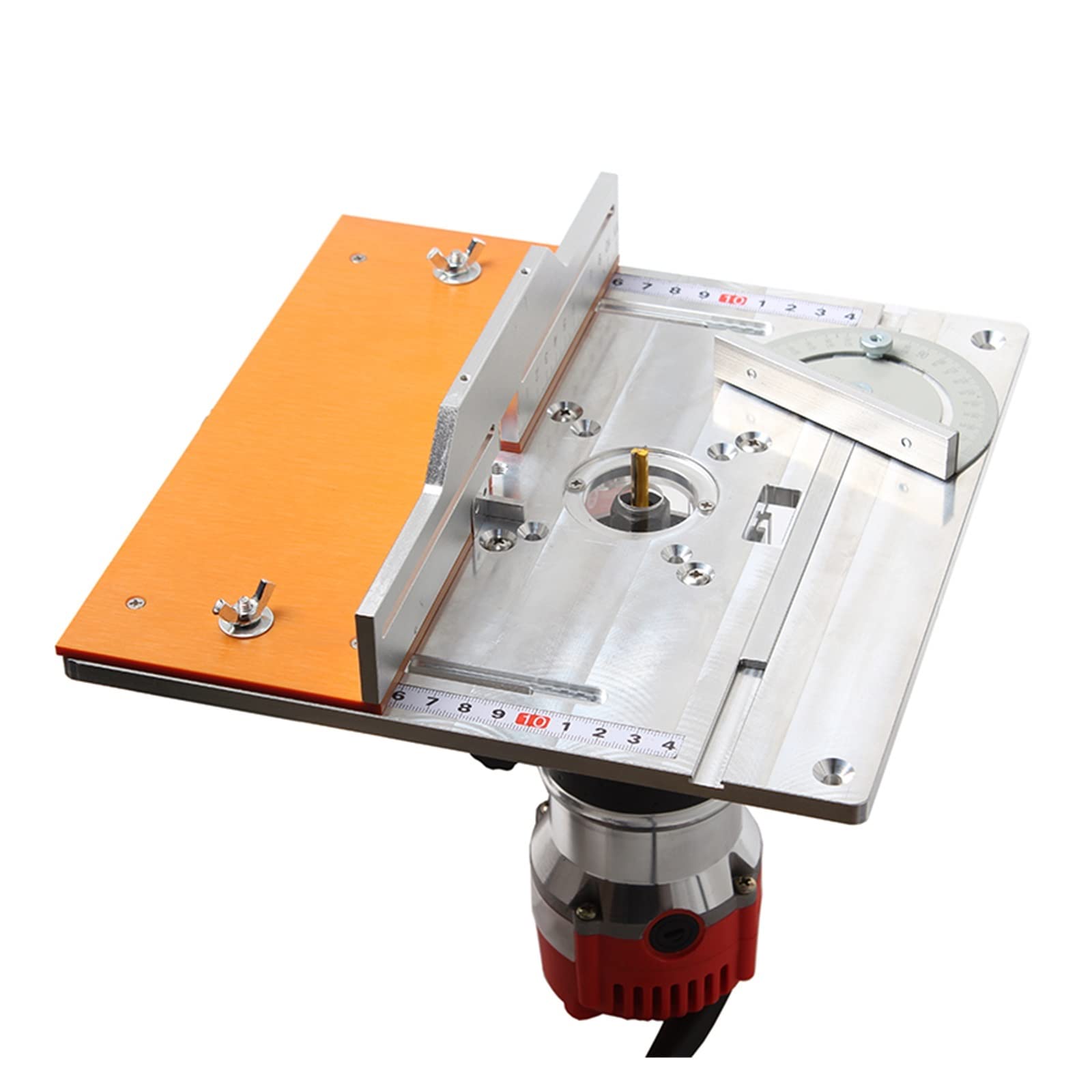 Placa de inserción de mesa de enrutador de aluminio, tablero abatible de fresado de madera eléctrico con juego de guía de calibre de inglete, sierra de mesa, banco de trabajo for carpintería Herramien