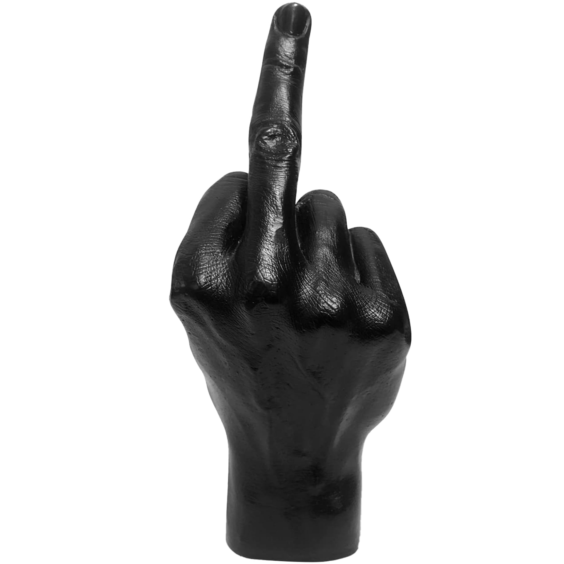 Xweptuy Middle Finger Statue Resin Middle Finger Desk Accessory Realistic Funny Ornament for Home Office Women Men Black