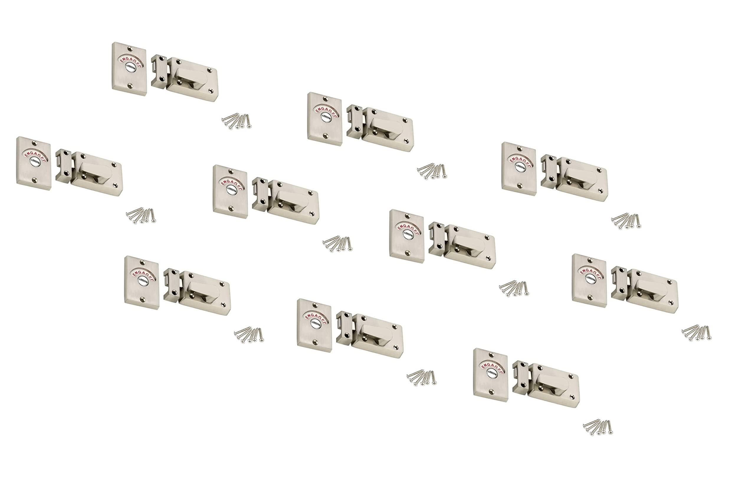 MHS Zinc Alloy Indicator Turn Latch Bolt Engaged and Vacant Privacy Indicator with Screws for Wash Room Office Toilet Trial Room Hotel Bed Room Door (Pack of 10, Silver Matt) (B0BFB61RB6) Amazon Price History, Amazon Price Tracker
