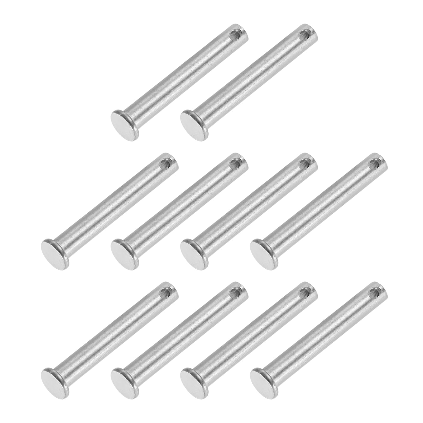 PATIKIL 8 x 55 Mm Single Hole Clevis Pins, 10 Pcs 304 Stainless Steel Flat Head Pin for Hitch Pin Lock Link Hinge Systems Silver
