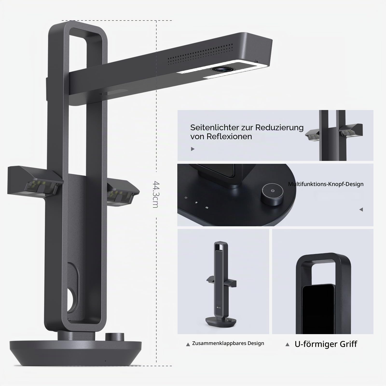 CZUR 14MP Buchscanner Faltbarer, Tragbar Dokumentenkamera, Dokumentenscanner mit OCR, für Windows und macOS, Scan bis zu A3, als LED Tischlampe mit 4 Farbe 6 Helligkeitsstufen (Aura Pro)