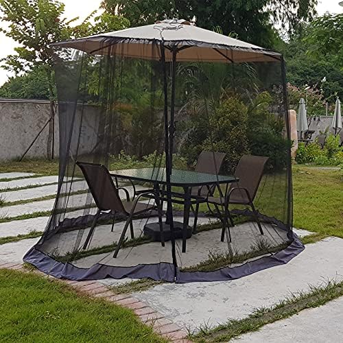 NZXVSE Patio Umbrella Mosquito Netting Table Screen,Polyester Canopy Mesh Net Screen with Double