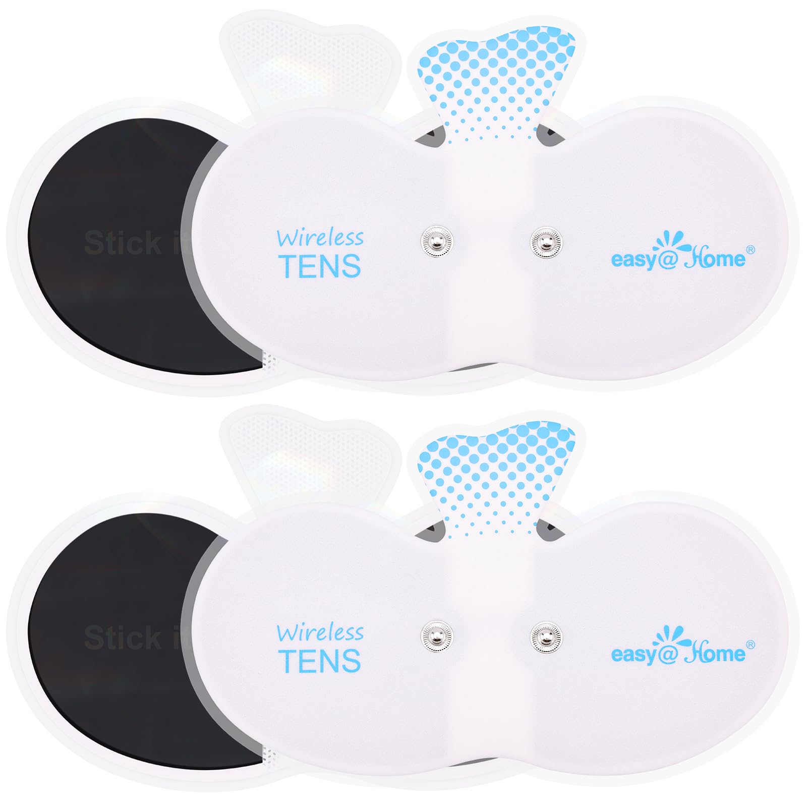 EASY@HOME Adhesive Electrode Pads: 4-Pack, 6.5" x 3", Reusable - Upgraded Conductive Area ETP015B