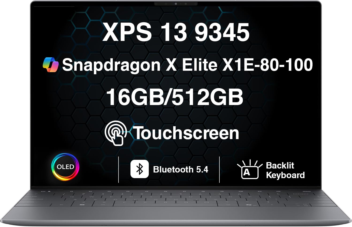 XPS 13 9345 Copilot+ AI PC Laptop, 13.4" 3K OLED Touchscreen