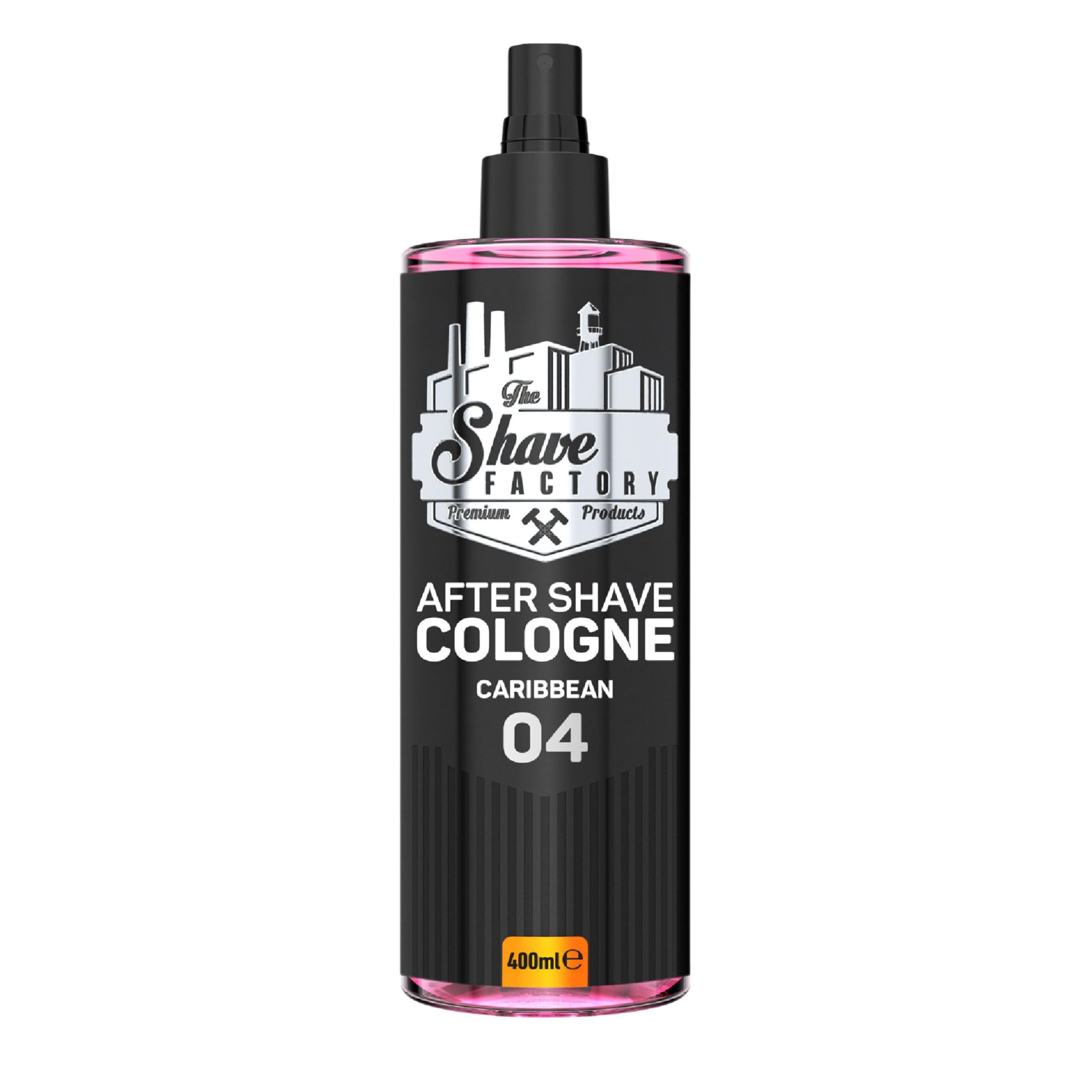 The Shave Factory Aftershave Cologne for Men – Caribbean 400ml – Vibrant, Citrus and Woody with a Long-Lasting, Refreshing Aroma – Soothes Irritation, Refreshes the Skin