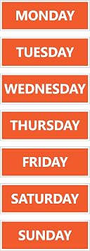 Days of The Week Calendar Magnets Non-Abbreviated, Bold & Easy-to-Read, Durable & Reusable for Scheduling & Organization (3W x 1H) Burnt Orange
