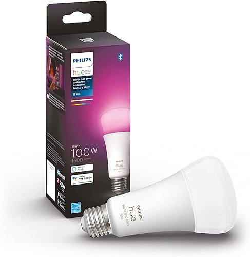 Miniatura 2 de Philips Hue Bombilla inteligente A21 de alto lumen blanco y color, 1600 lúmenes, 1 bombilla y vela LED inteligente de ambiente blanco y color con